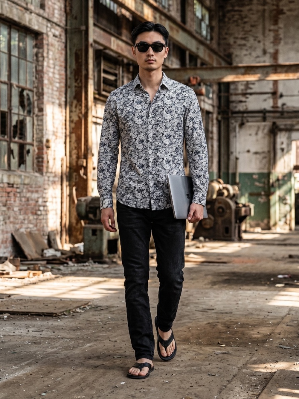 Vintage floral tri coloured cotton mens button up - immaculately handmade